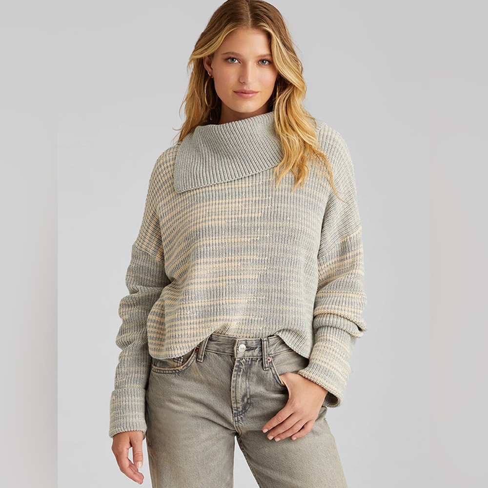 NWT NEW 525 AMERICA lily marl turtleneck in medium heather grey multi XS